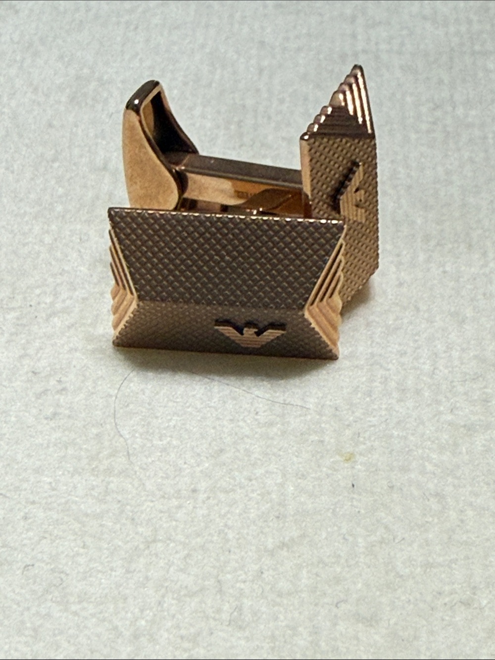 Emporio Armani Rose Gold Textured Rectangle Cufflinks